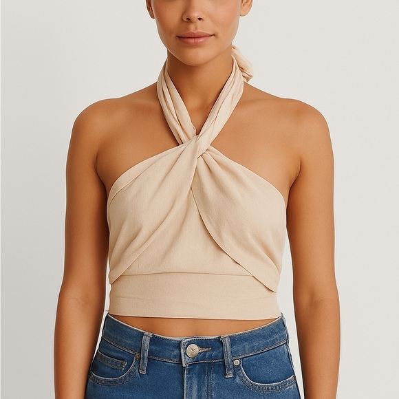 NWT • Cotton Cream Halter Top RW2 - Picture 1 of 2